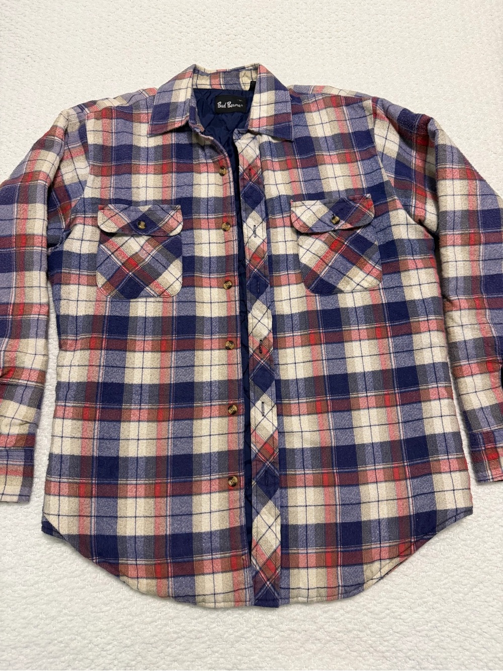 Vintage Bud Berma Plaid Quilted Flannel Shirt Jacket Men’s Size Medium